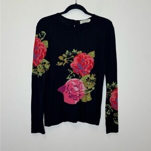 Aldo Martins Black Top with Pink Floral Design